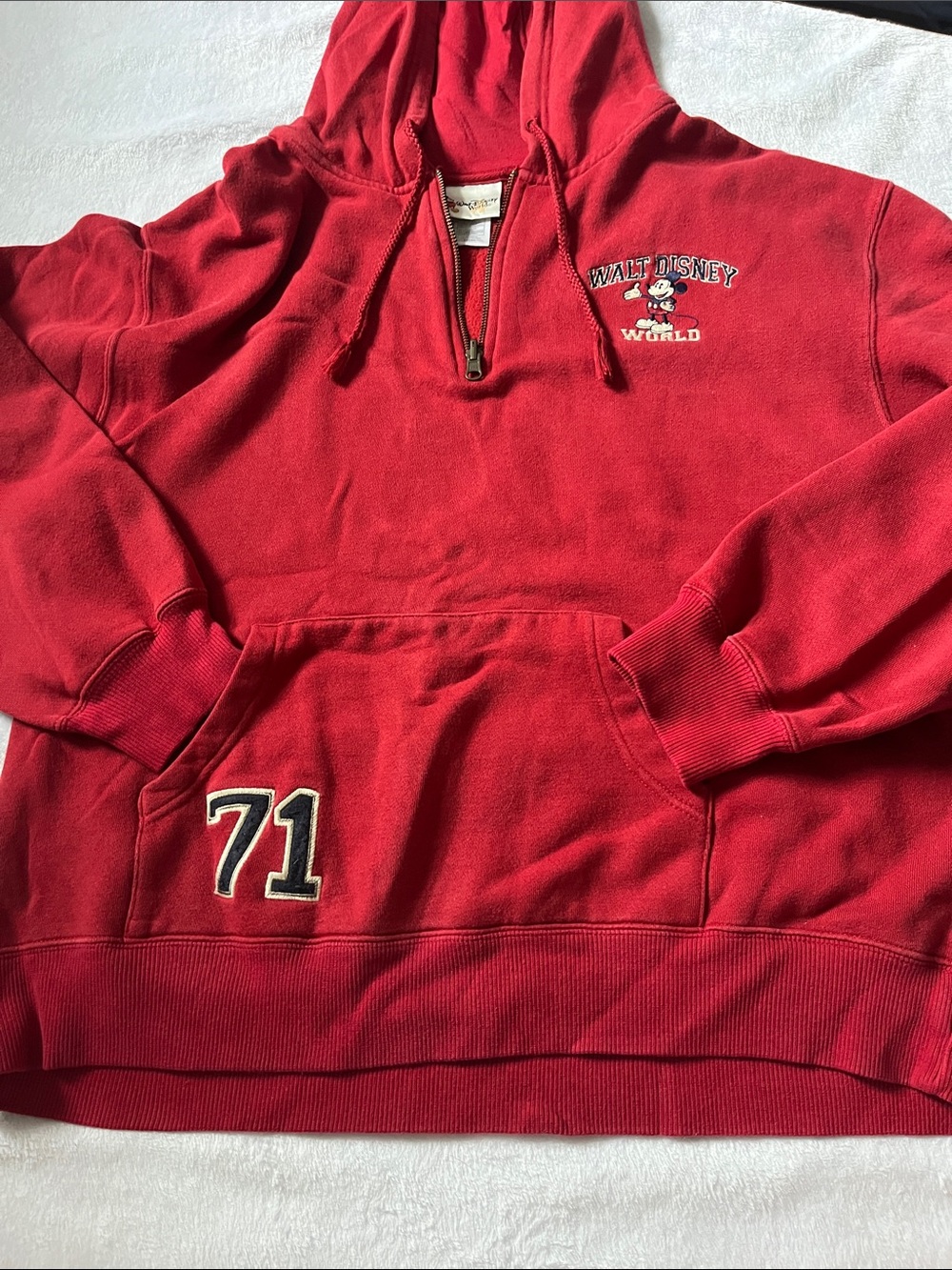 Disney Red Pullover Hoodie with Mickey Embroidery